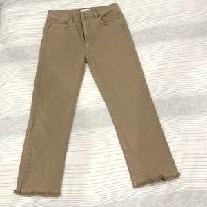 LOFT Tan high-waist straight crop Jeans size 4